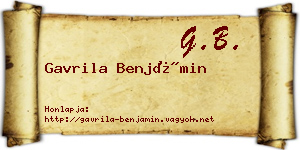 Gavrila Benjámin névjegykártya